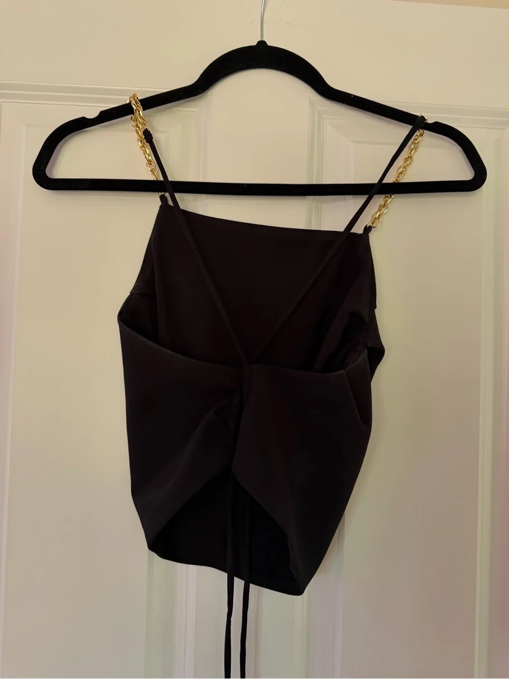 Black Chain-Strap Crop Top